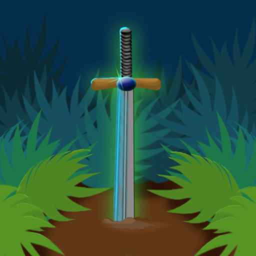 Quest Club icon: a glowing sword in a forest clearing